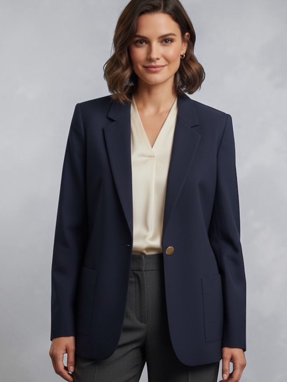 Haggar Navy Single-Button Blazer with Patch Pockets
NEW
Size 16